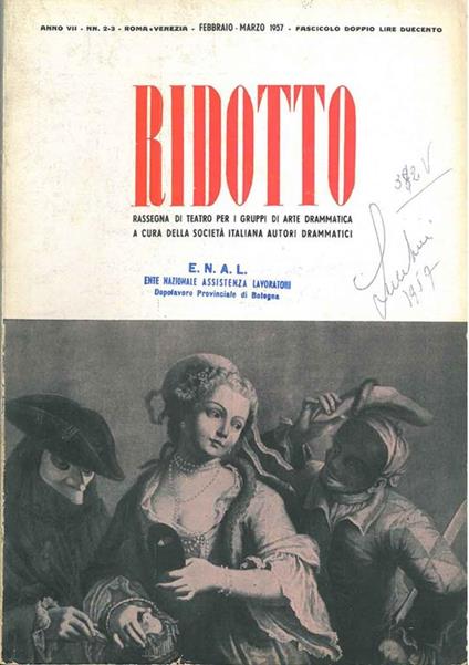 La via della salute Ridotto. Rassegna mensile di teatro per i gruppi di arte drammatica, n. 2/3, 1957 - E. Annibale Butti - copertina