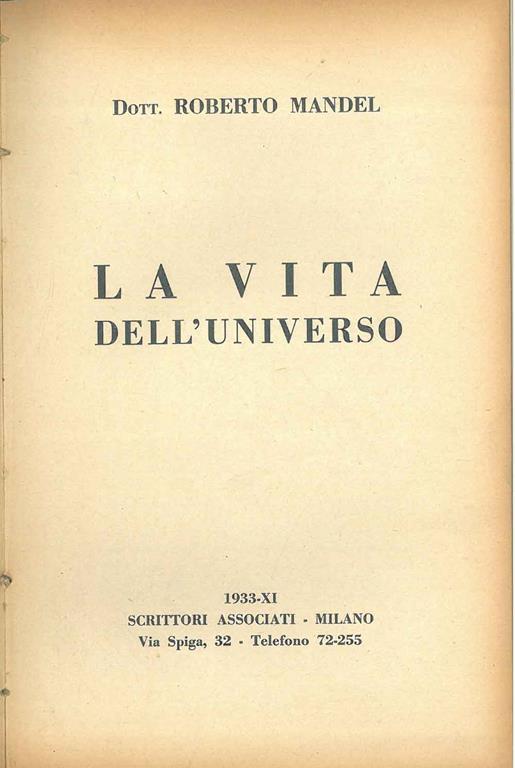 La vita dell'universo - Roberto Mandel - copertina