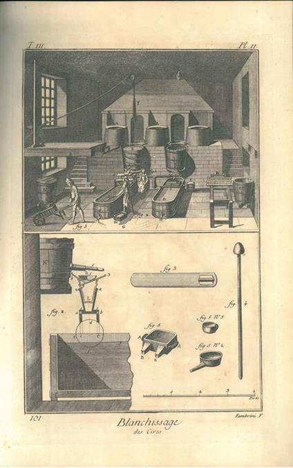 Blanchissage des cires contenant trois planches. Tavole originali dell'Encyclopedie - Denis Diderot - copertina