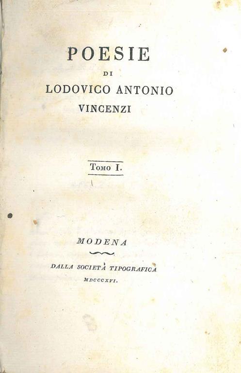 Poesie di Lodovico Antonio Vincenzi - copertina