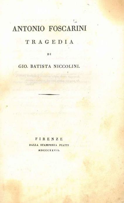 Antonio Foscarini tragedia - copertina