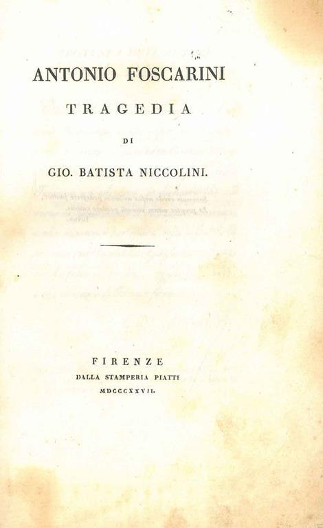 Antonio Foscarini tragedia - copertina