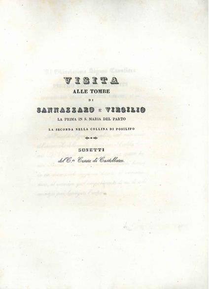 Visita alle tombe di Sannazzaro e Virgilio la prima in S. Maria del parto, la seconda nella collina di Posillipo. Sonetti - copertina