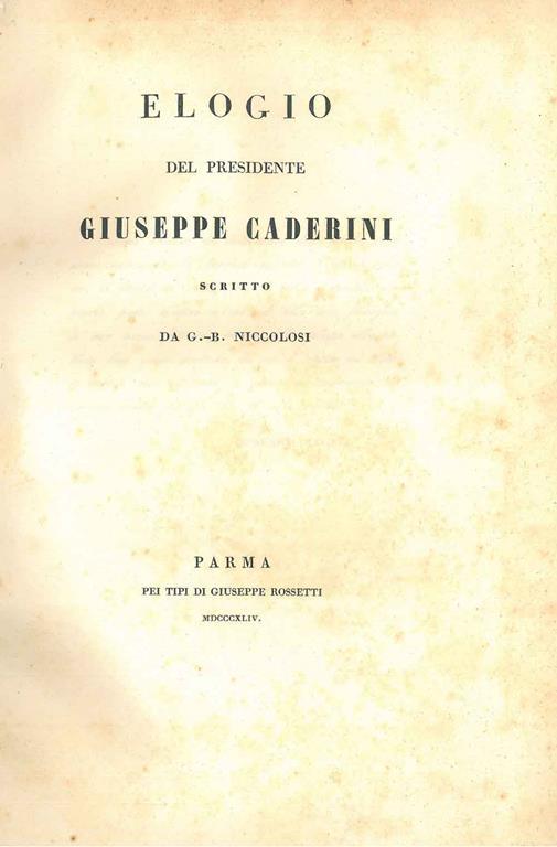 Elogio del presidente Giuseppe Caderini - copertina