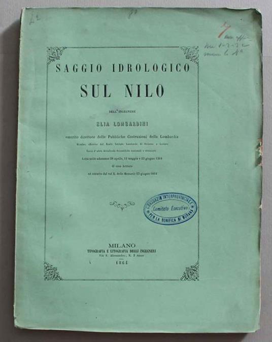 Saggio idrologico sul Nilo - Elia Lombardini - copertina