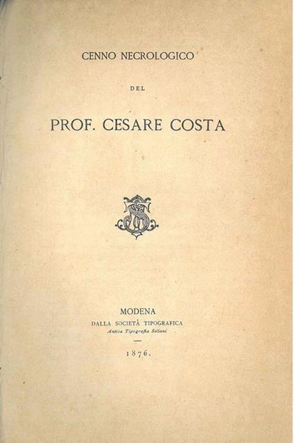 Cenno necrologico del prof. Cesare Costa - L. Vaccà - copertina