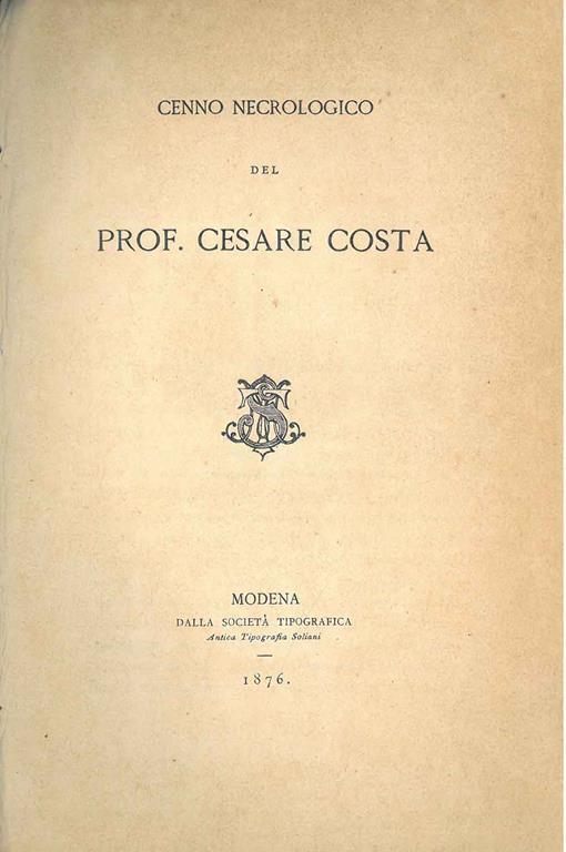 Cenno necrologico del prof. Cesare Costa - L. Vaccà - copertina