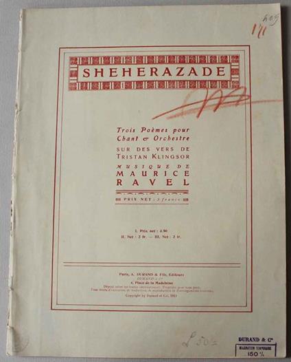 Trois poemes pour chant et orchestre sur des vers de T. Klingsor. ( nr. cat 7993, 1-2-3) - Maurice Ravel - copertina