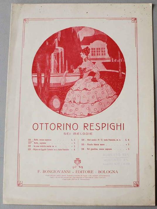 Sei melodie (nr. 521 notte, mezzo soprano) - Ottorino Respighi - copertina