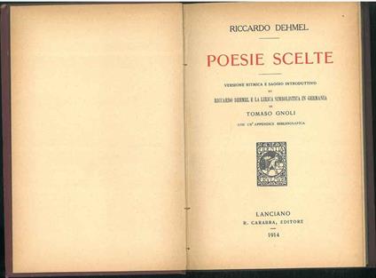 Poesie scelte - Riccardo Dehmel - copertina