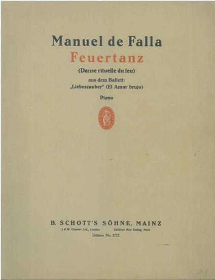 Feuertanz. (Danse rituelle du feu). Kompositionen fur Klavier zu 2 Handen - Manuel De Falla - copertina