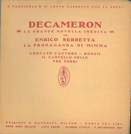 Decameron. La grande novella inedita. La propaganda di Mimma. Numero 5 - Enrico Serretta - copertina