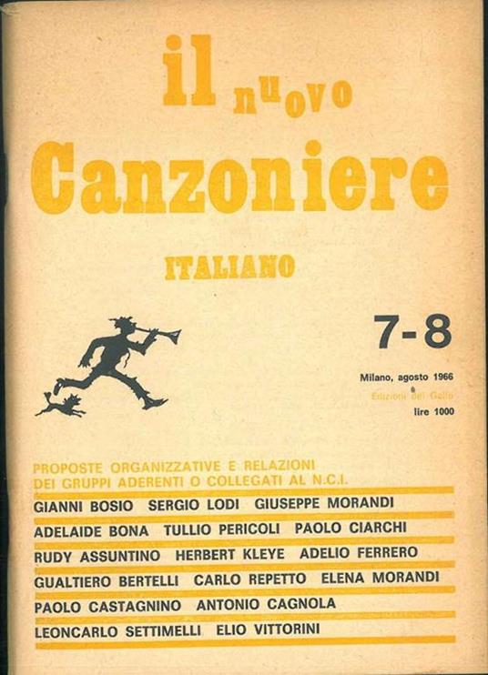 Il Nuovo Canzoniere italiano n* 7 e 8 - G. Bosio - copertina