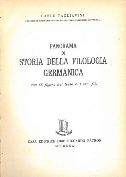 Storia della filologia germanica - Carlo Tagliavini - copertina