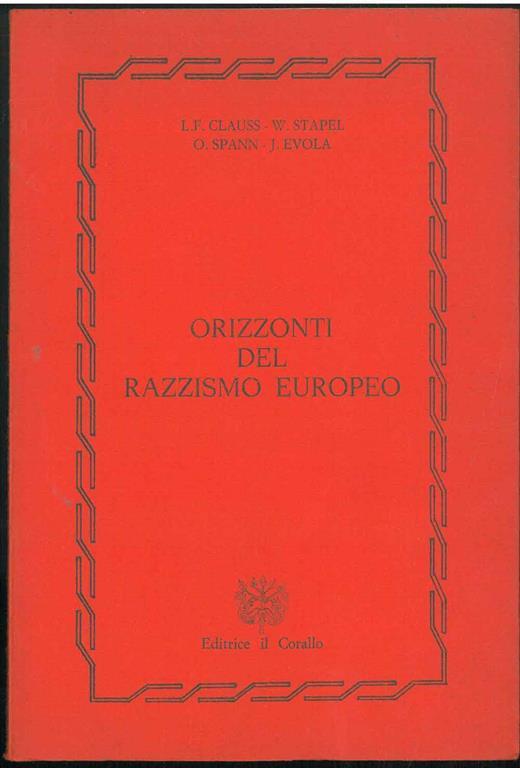 Orizzonti del razzismo europeo - Julius Evola - copertina