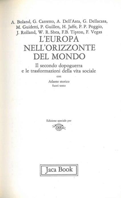 L' Europa nell'orizzonte del mondo. Il secondo dopoguerra e le trasformazioni della vita sociale - A. Boland - copertina