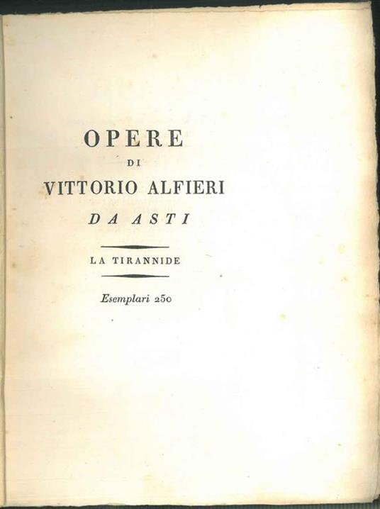 Della tirannide. Libri due - Vittorio Alfieri - copertina