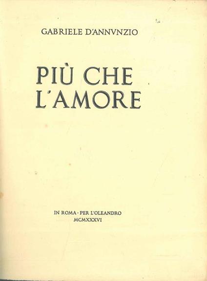 Più che l'amore - Gabriele D'Annunzio - copertina