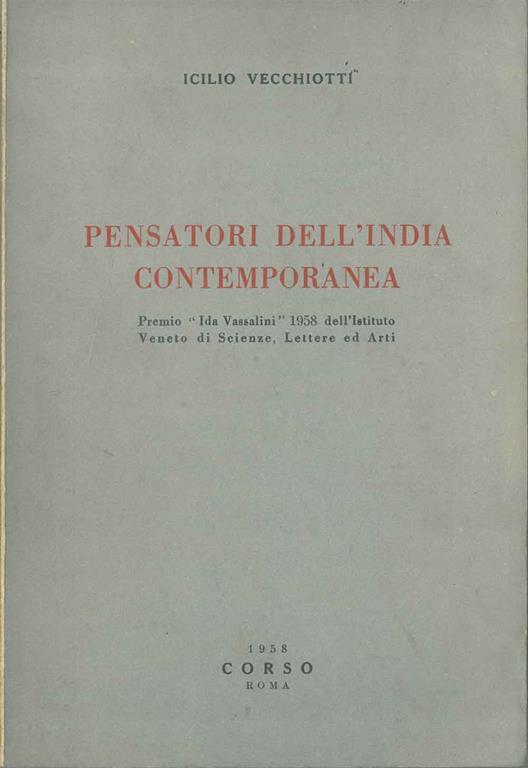 Pensatori dell'India contemporanea - Icilio Vecchiotti - copertina