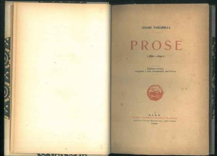 Prose (1880-1890). Edizione curata, integrata e sola riconosciuta dall'Autore - Cesare Pascarella - copertina