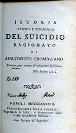 Istoria critica e filosofica del suicidio ragionato