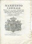 Manifesto Camerale portante una provvisoria variazione nella fissazione dei Dazj di Dogana sul transito delle granaglie sui risi e sui vini indata delli 7 novembre 1818