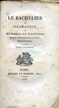 Le Bachelier de Salamanque, ou Mémoires et Aventures de Don Chérubin de la Ronda - Alain-René Le Sage - copertina