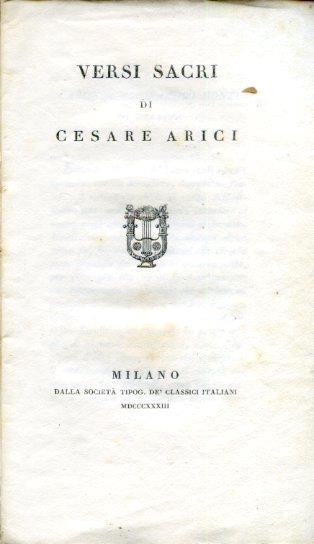 Versi sacri di Cesare Arici - Cesare Arici - copertina