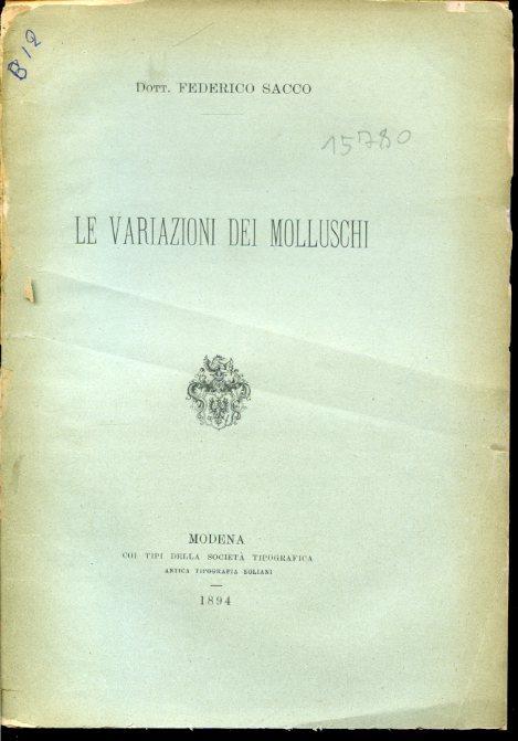 Le variazioni dei molluschi - Federico Sacco - copertina