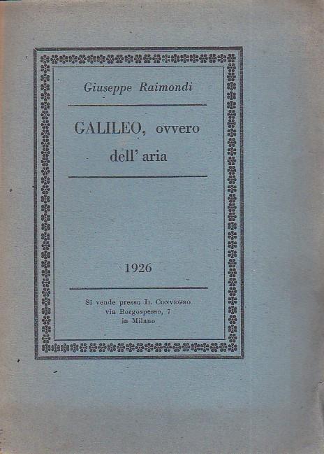 Galileo, ovvero dell'aria - Giuseppe Raimondi - copertina