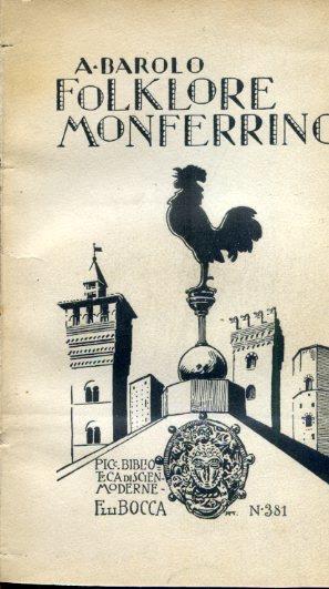 Folklore monferrino - Agostino Barolo - copertina