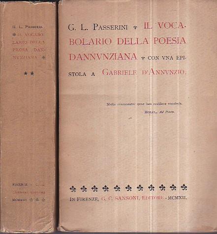 Vocabolario della poesia dannunziana con una epistola a Gabriele d'Annunzio - G. L. Passerini - copertina