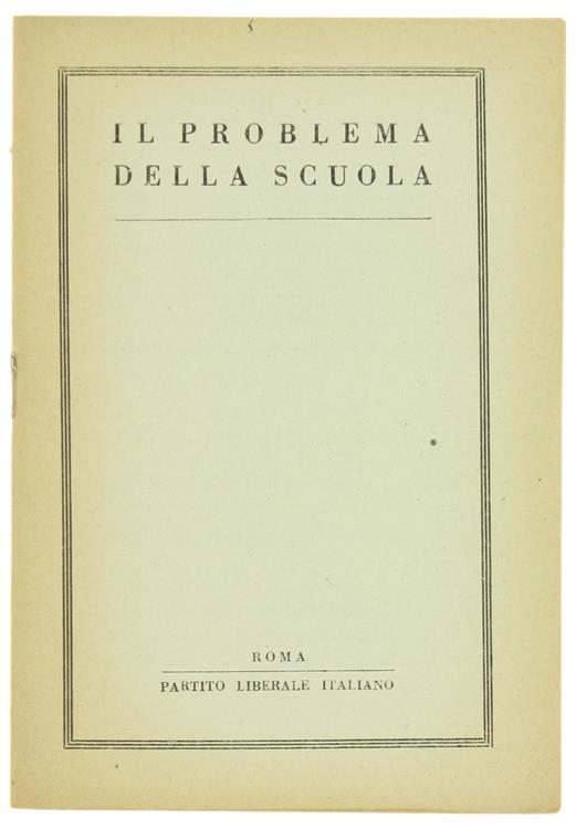 Il Problema della Scuola. Relazione - copertina