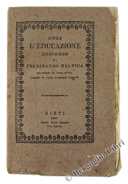 Sopra l'Educazione. Discorso - Ferdinando Malvica - copertina