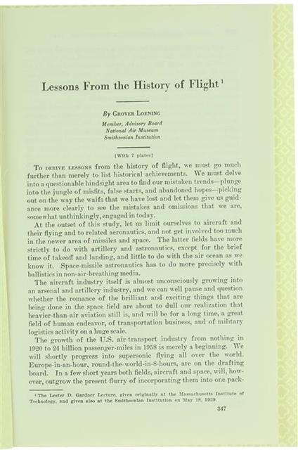 Lessons from the History of Flight - Grover Loening - copertina