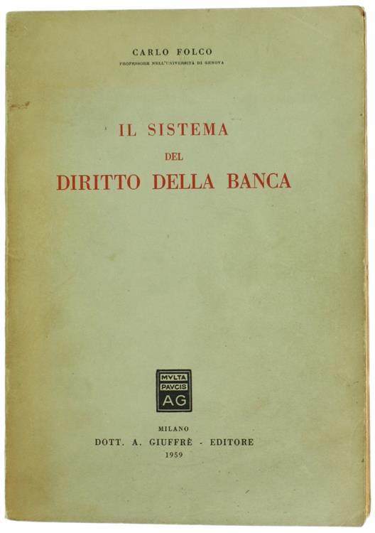 Il Sistema del Diritto della Banca - Carlo Folco - copertina