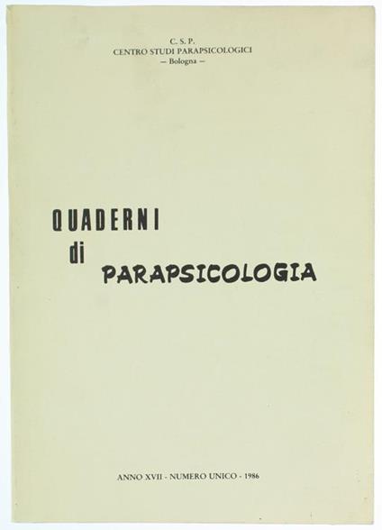 Terza Giornata Parapsicologica Bolognese. 18-19 Maggio 1985, Atti - Piero Cassoli - copertina