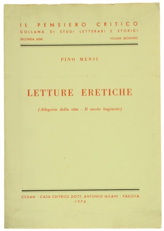 Letture eretiche - Pino Mensi - copertina