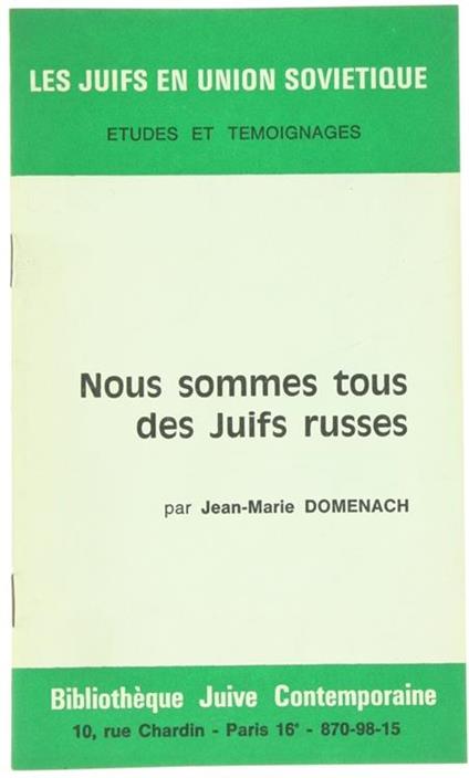 Nous Sommes Tous des Juifs Russes - Jean-Marie Domenach - copertina