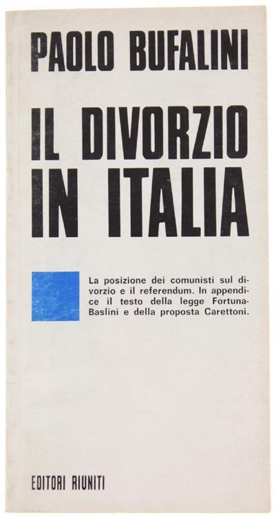 Il Divorzio in Italia - Paolo Bufalini - copertina