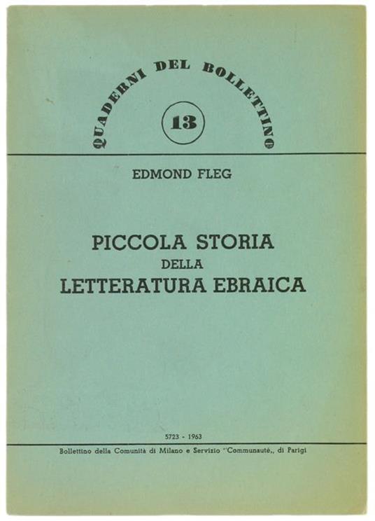 Piccola Storia della Letteratura Ebraica - Edmond Fleg - copertina