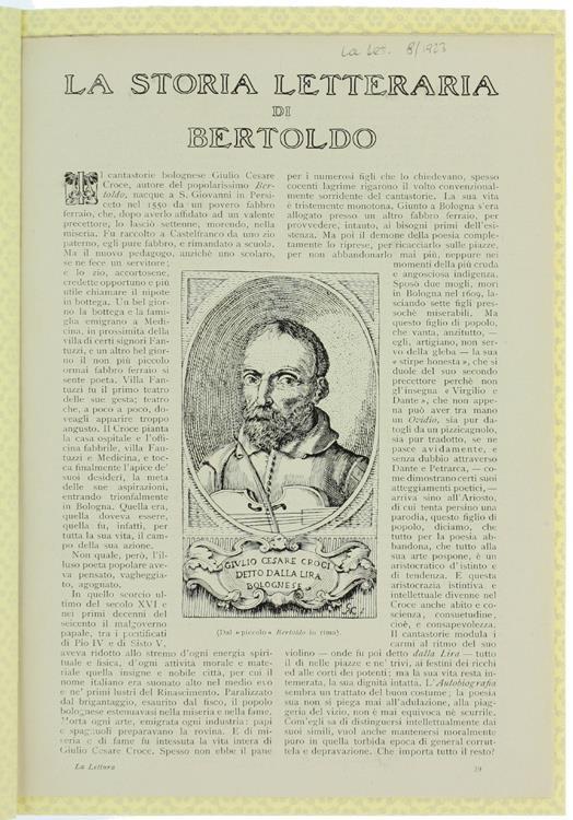 La Storia Letteraria di Bertoldo - Ezio Flori - copertina