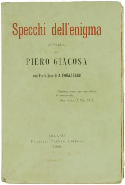 Specchi dell'Enigma. Novelle - Piero Giacosa - copertina