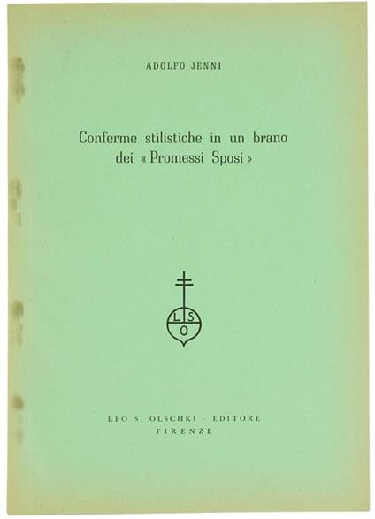 Conferme Stilistiche in un Brano dei "Promessi Sposi" - Adolfo Jenni - copertina