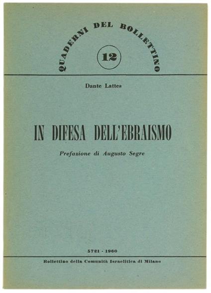 In Difesa dell'Ebraismo - Dante Lattes - copertina