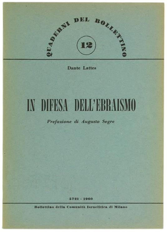 In Difesa dell'Ebraismo - Dante Lattes - copertina