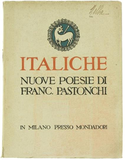 Italiche Nuove Poesie - Francesco Pastonchi - copertina
