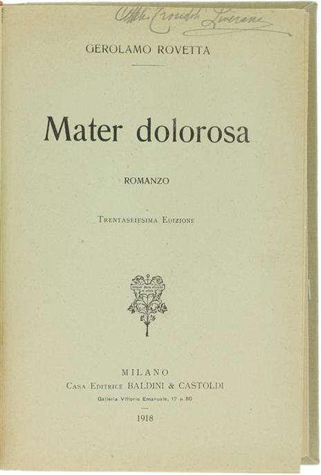 Mater Dolorosa. Romanzo - Gerolamo Rovetta - 2