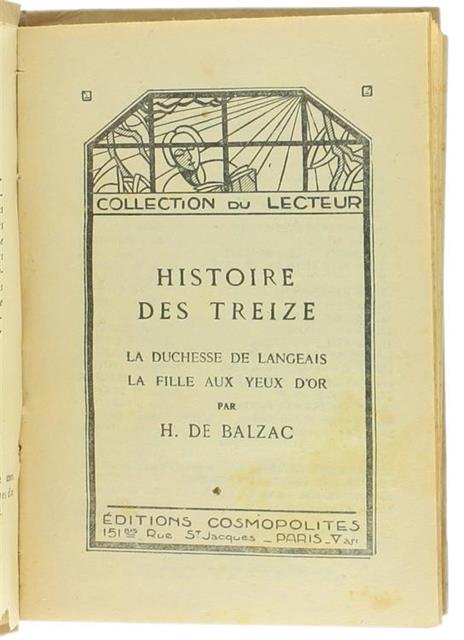 Histoire des Treize - la Duchesse de Langeais - la Fille Aux Yeux d'Or - Honoré de Balzac - 2