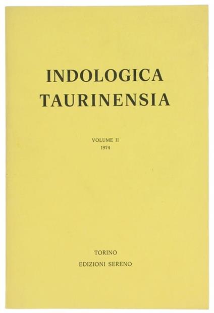 Indologia Taurinensia. Volume II. 1974 - copertina